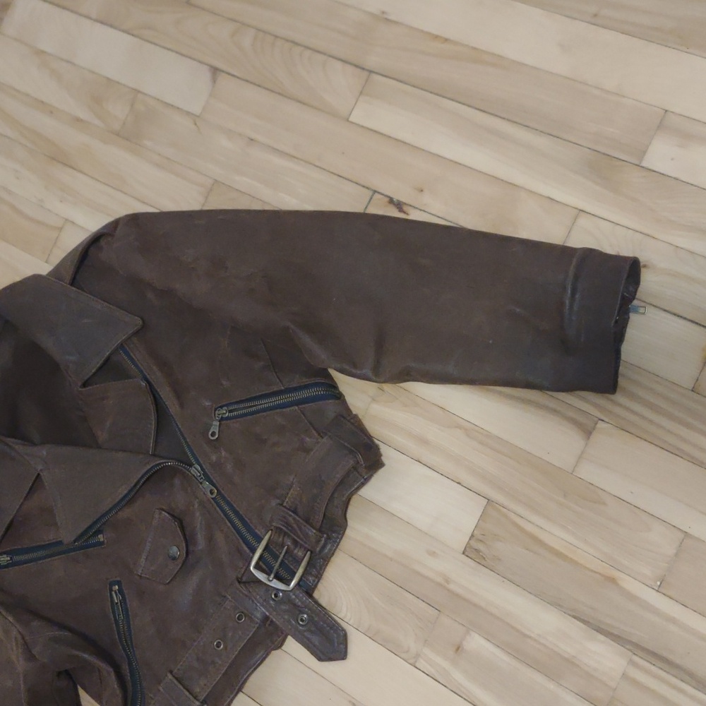 Brown Suede Moto Jacket - Picture 3 of 16